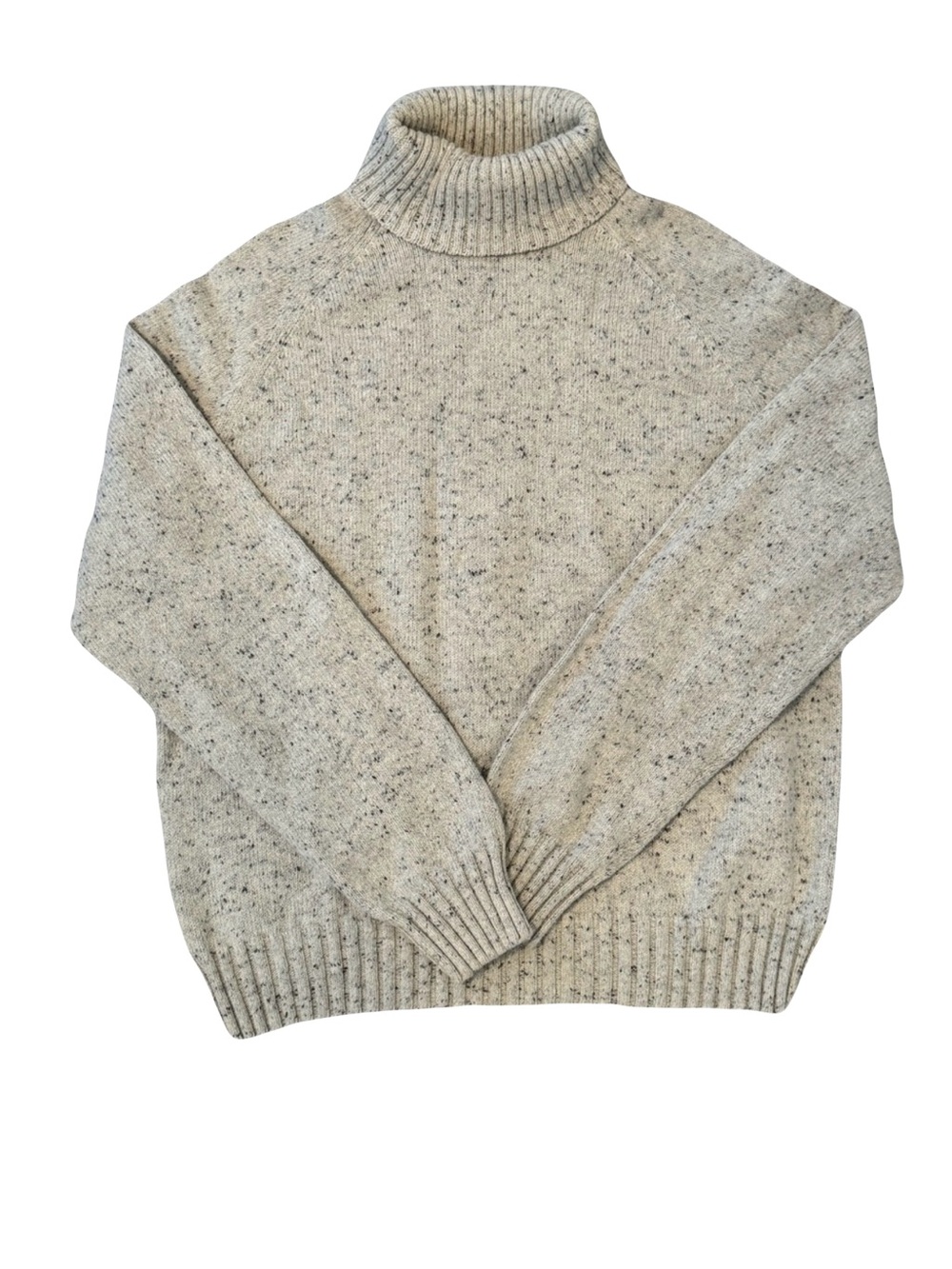 Jeanne Pierre Cream Speckled Turtleneck Sweater XL
